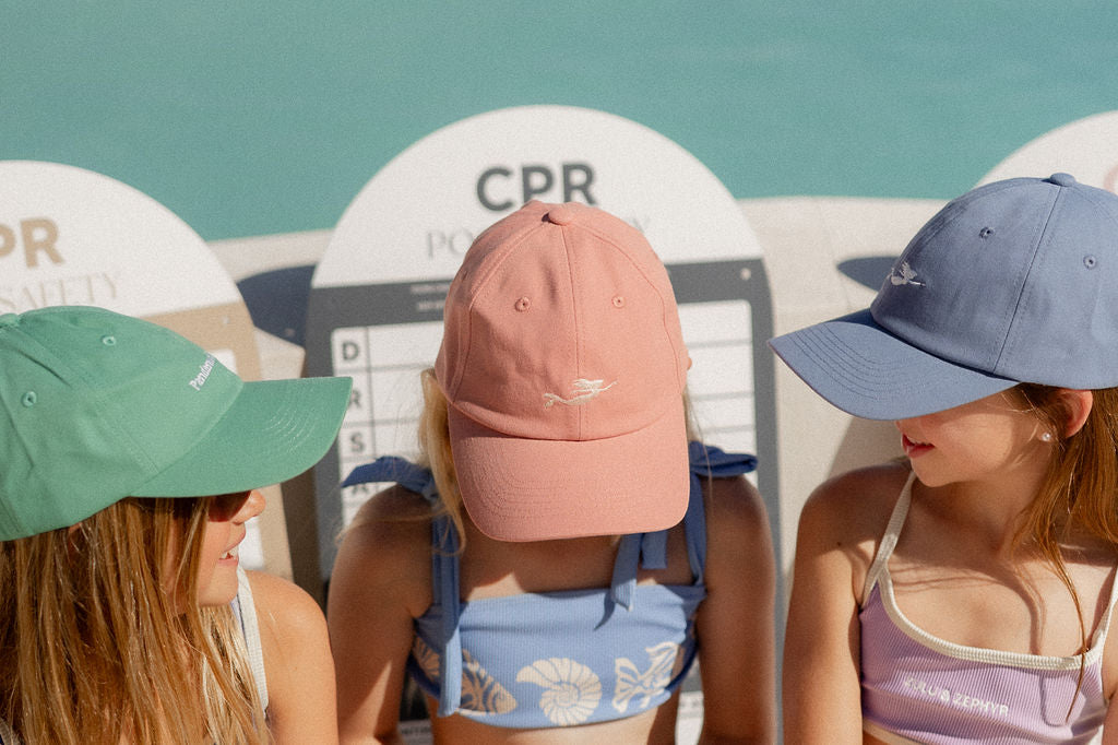 Pandanus & Palm Mermaid Cap in coral cotton twill