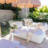 Luxe Finn Stripe pool towel in beige by Pandanus & Palm