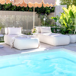 Luxe Finn Stripe pool towel in beige by Pandanus & Palm