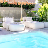Luxe Finn Stripe pool towel in beige by Pandanus & Palm