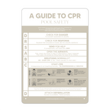 Clearance - Designer Pool CPR Safety Sign | Beige (green tinge)