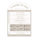 Pool CPR Safety Sign + Pool Rules Bundle | Arch | Beige