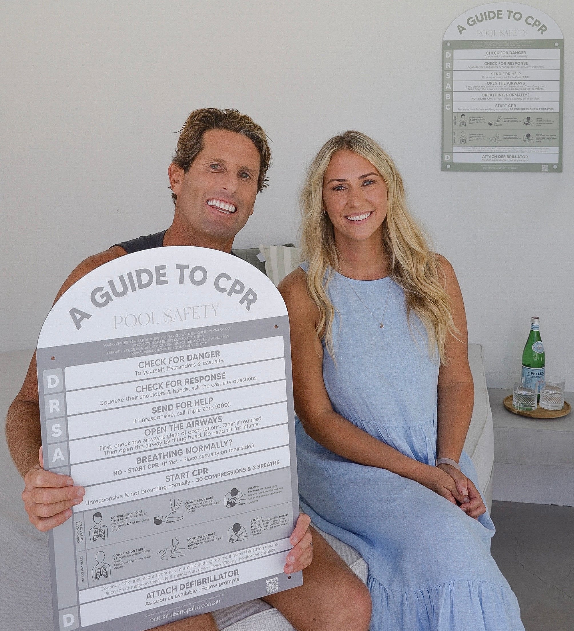 Stylish Pool CPR sign | Australian CPR pool sign | Pool safety sign | Pretty pool safety sign | Grey CPR sign | Bondi Rescue