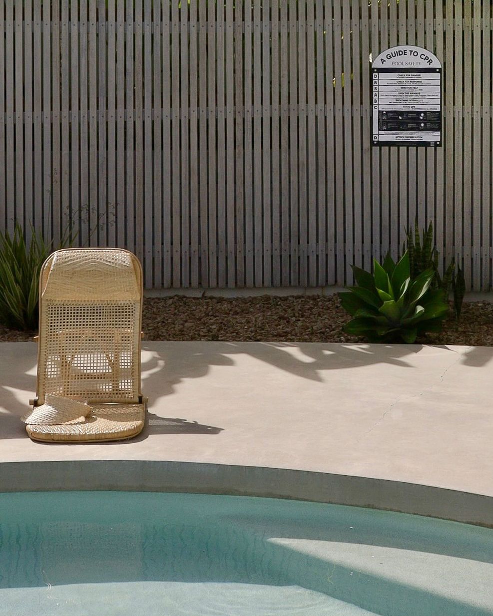 Black Designer Pool CPR Safety Sign | Rattan Chair