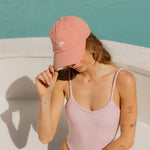 Pandanus & Palm Mermaid Cap in coral cotton twill