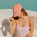 Pandanus & Palm Mermaid Cap in coral cotton twill