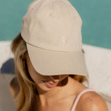 Pandanus & Palm Shell Cap in sand cotton twill