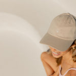 Pandanus & Palm Shell Cap in sand cotton twill