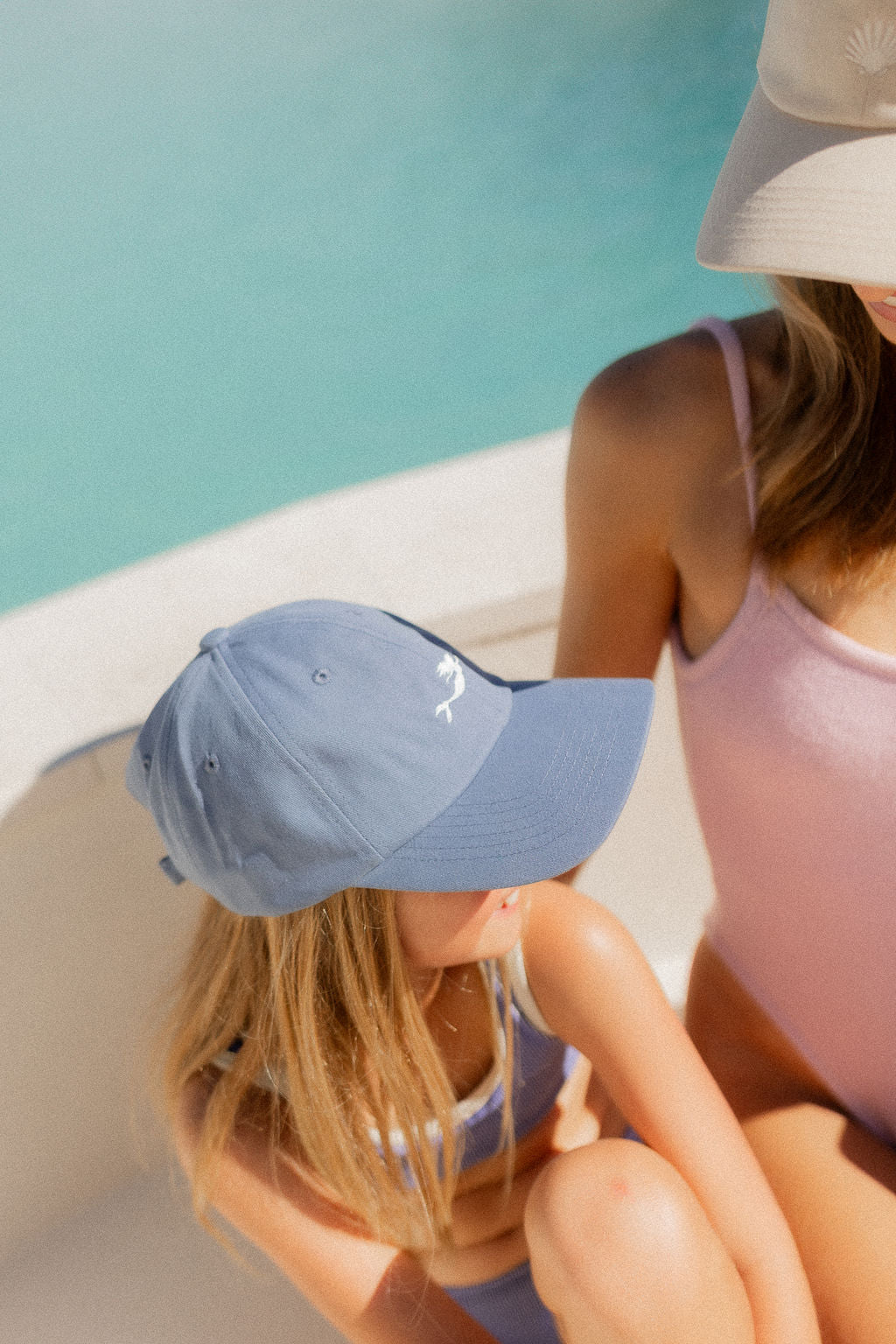 Pandanus & Palm Mermaid Cap in blue cotton twill