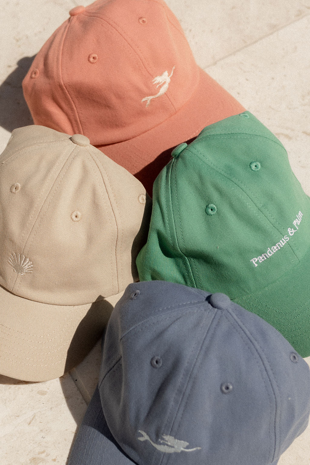 Pandanus & Palm Mermaid Cap in coral cotton twill