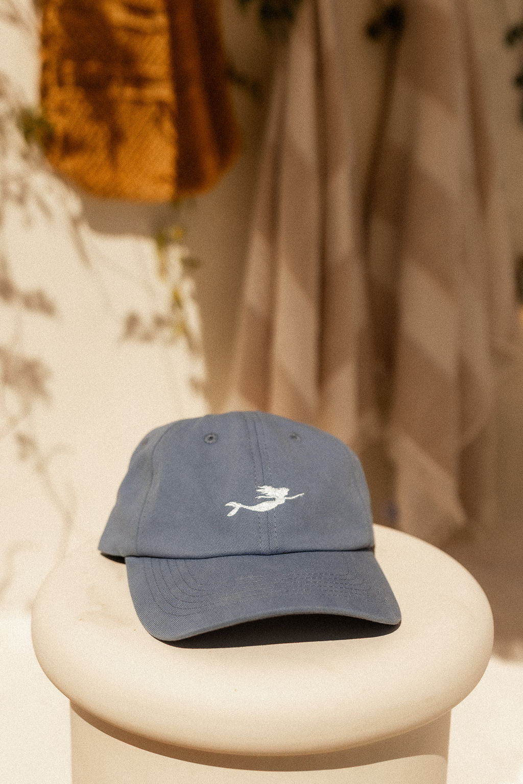 Pandanus & Palm Mermaid Cap in blue cotton twill
