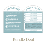 Pool CPR Safety Sign + Pool Rules Bundle | Arch | Blue