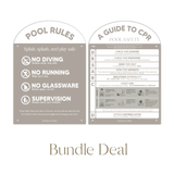 Pool CPR Safety Sign + Pool Rules Bundle | Arch | Fawn