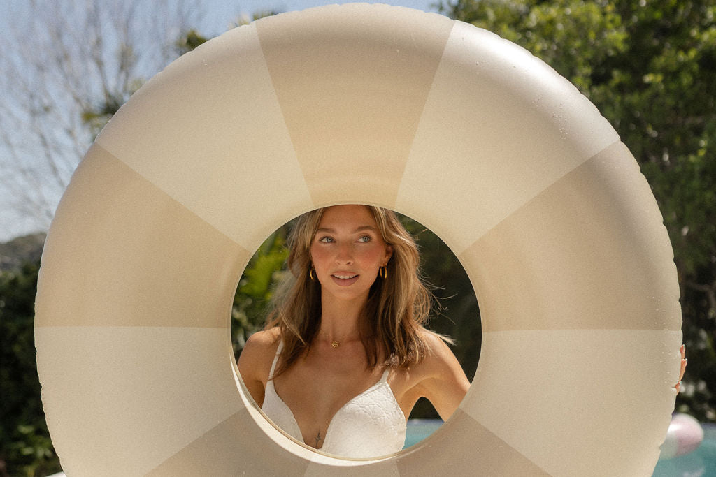 Harper pool swim ring in beige by Pandanus & Palm