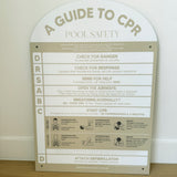 Clearance - Designer Pool CPR Safety Sign | Arch | Beige (green tinge)