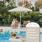 Pool CPR Safety Sign + Pool Rules Bundle | Arch | Beige