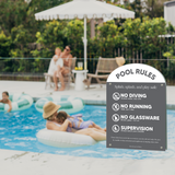 Pool CPR Safety Sign + Pool Rules Bundle | Arch | Charcoal
