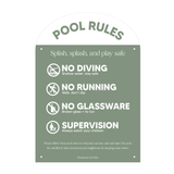 Pool CPR Safety Sign + Pool Rules Bundle | Arch | Green