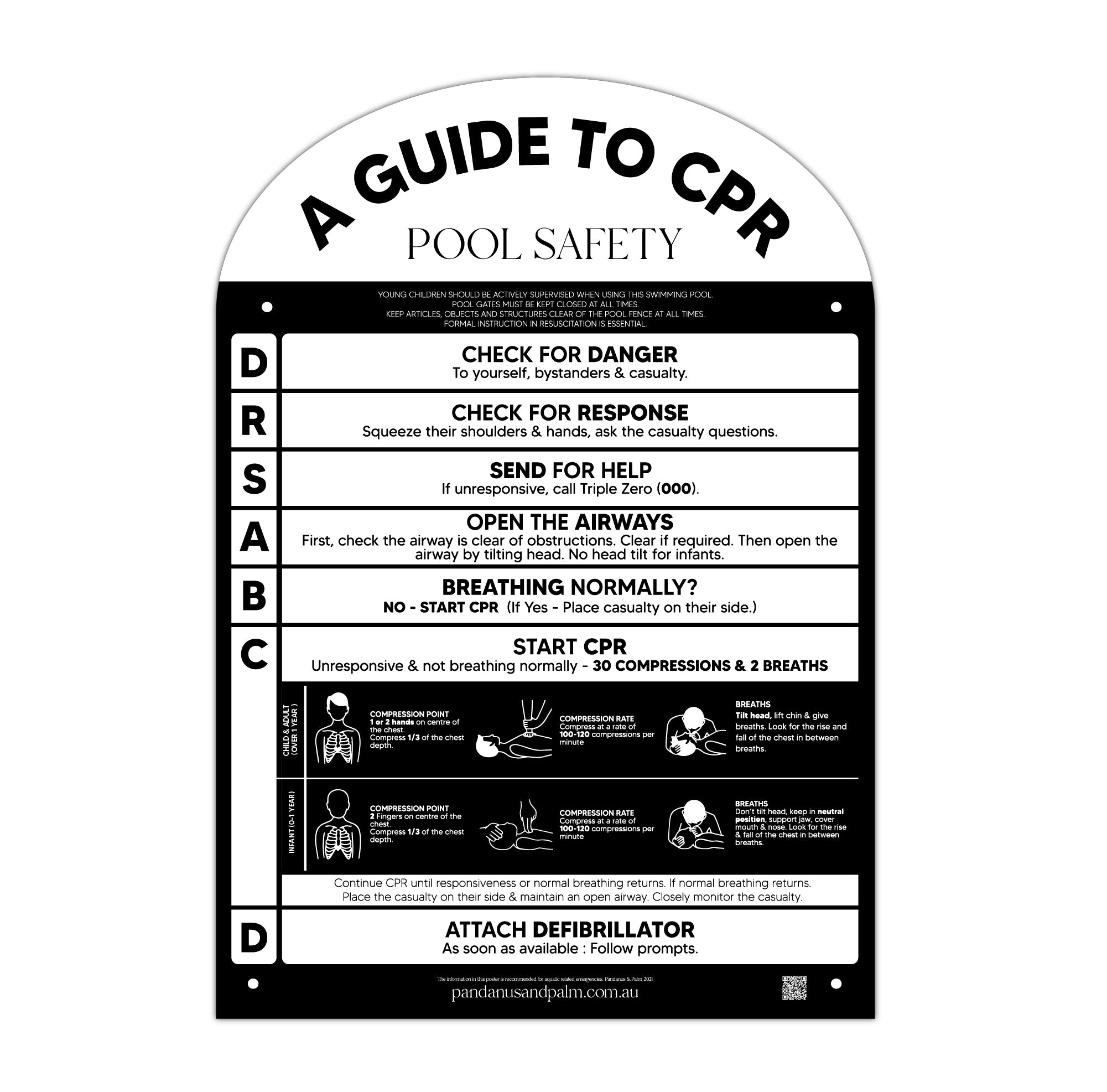 DOUBLE SIDED Bundle | Pool CPR Safety Sign | Arch